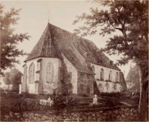Aquarell der Stiftskirche Ramelsloh vor dem Neubau, etwa 1870